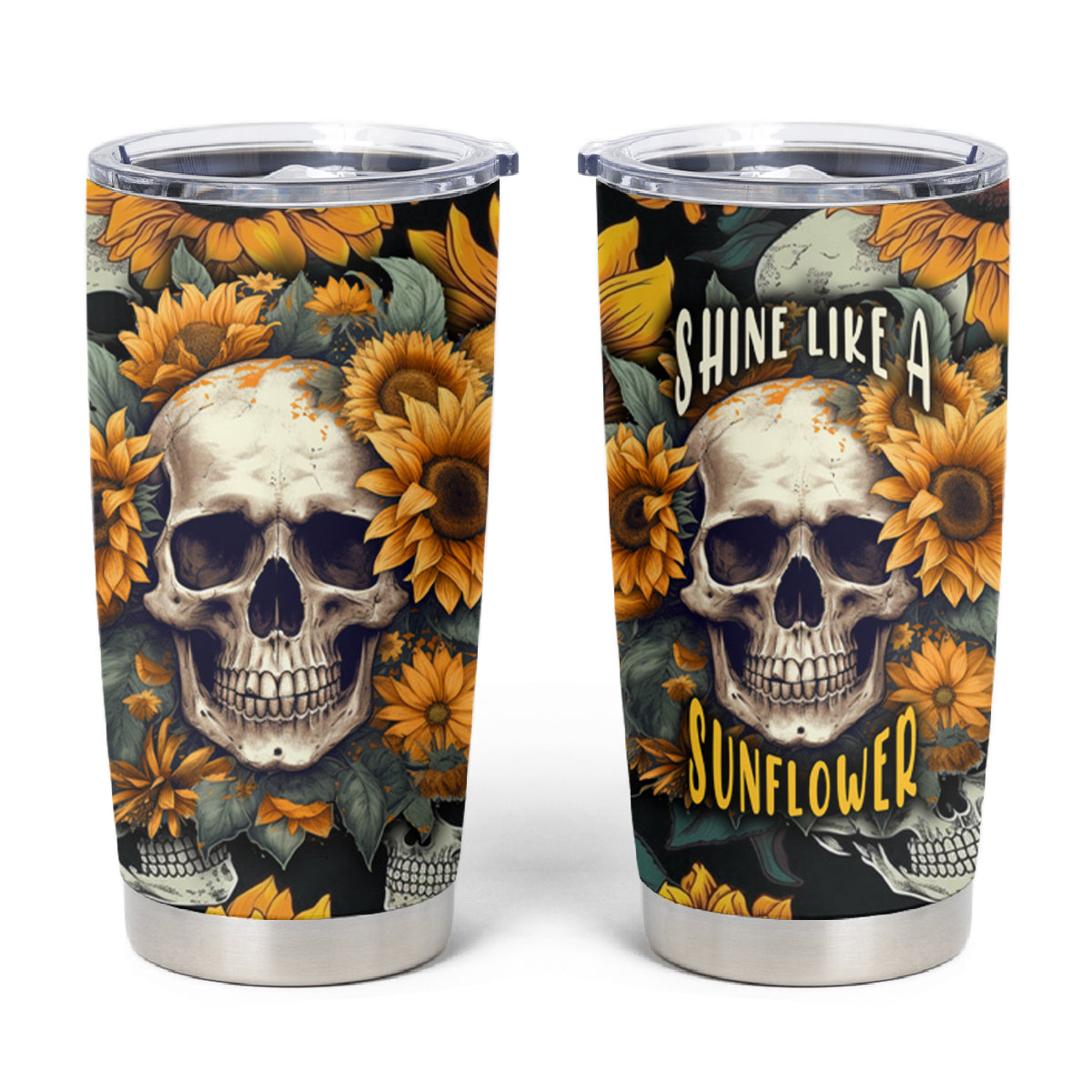 Shine Like A Sunflower Skull Tumbler Cup