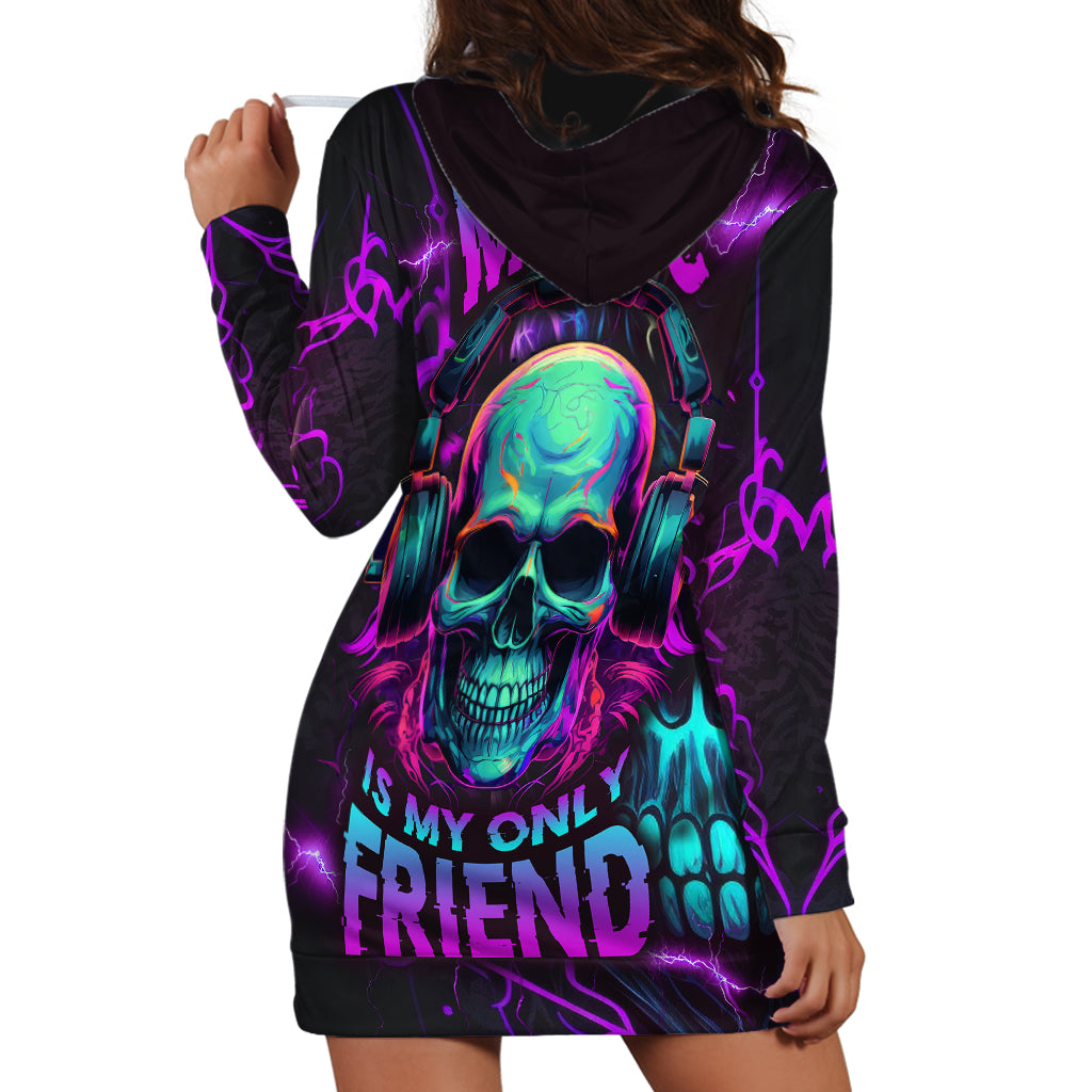 Music Is My Only Friend Skull Hoodie Dress - Wonder Print Shop