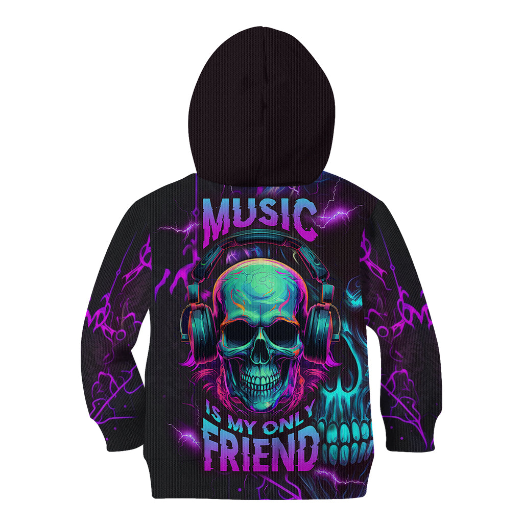 Music Is My Only Friend Skull Kid Hoodie - Wonder Print Shop