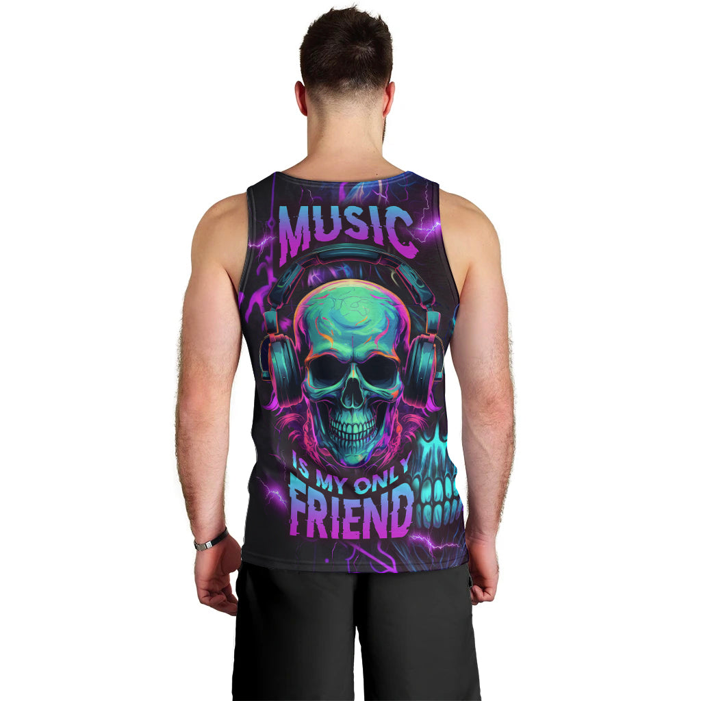 Music Is My Only Friend Skull Men Tank Top - Wonder Print Shop