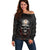 Be Careful Skull Off Shoulder Sweater - Wonder Print Shop