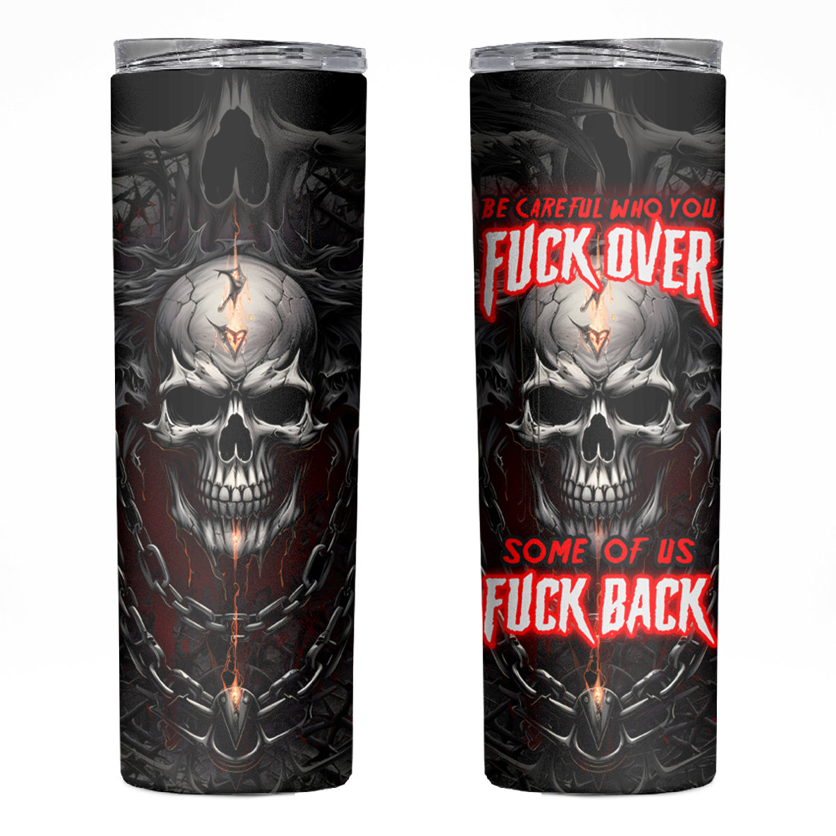 Be Careful Skull Skinny Tumbler - Wonder Print Shop