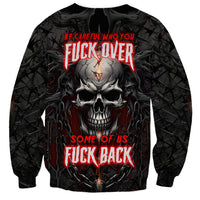 Black skull sweatshirt with large front graphic and red neon-style lettering