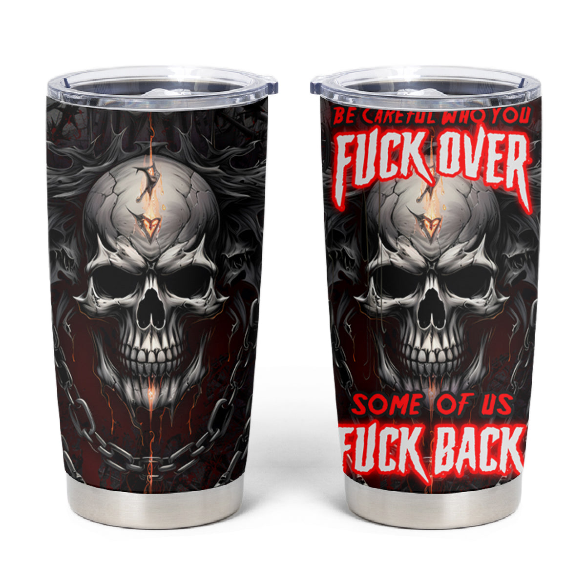 Be Careful Skull Tumbler Cup - Wonder Print Shop