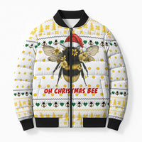 Oh Christmas Bee Bee Christmas Bomber Puffer Jacket Xmas Holiday Patterns - Wonder Print Shop