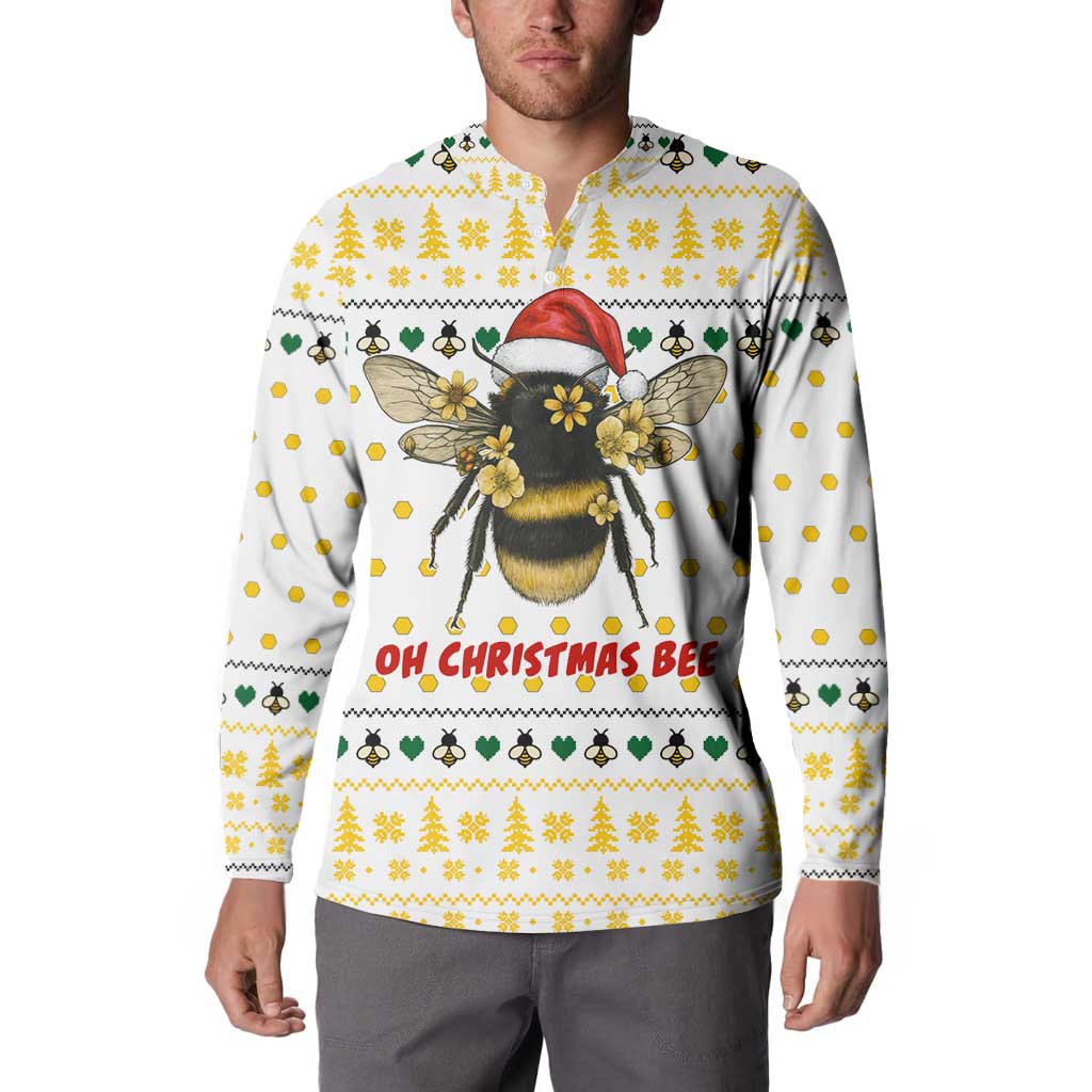 Oh Christmas Bee Bee Christmas Button Sweatshirt Xmas Holiday Patterns - Wonder Print Shop
