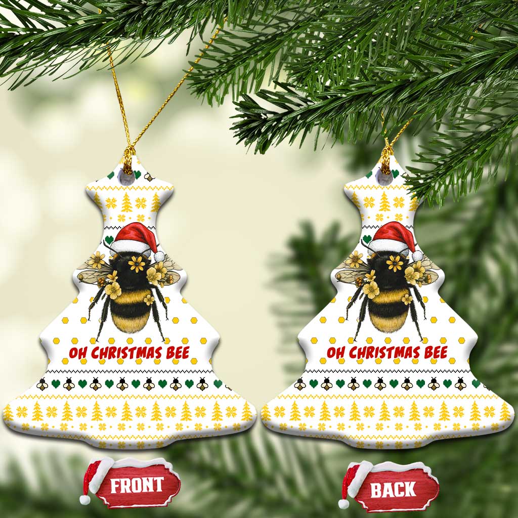 Oh Christmas Bee Bee Christmas Ceramic Ornament Xmas Holiday Patterns - Wonder Print Shop