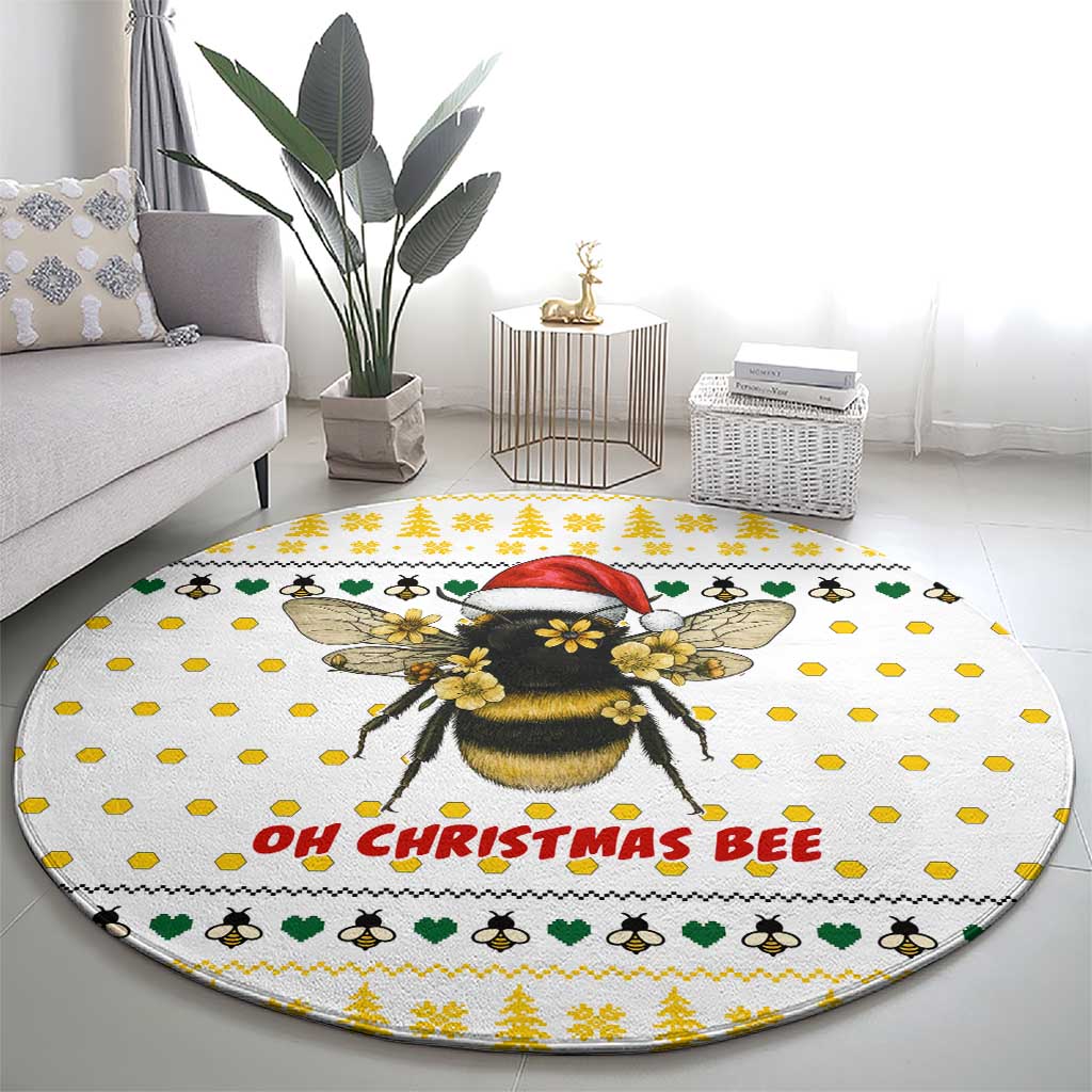 Oh Christmas Bee Bee Christmas Round Carpet Xmas Holiday Patterns - Wonder Print Shop