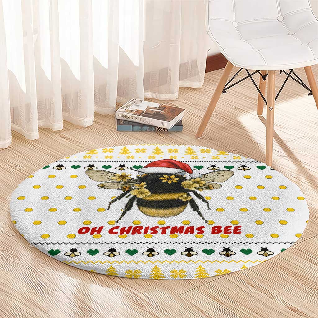 Oh Christmas Bee Bee Christmas Round Carpet Xmas Holiday Patterns - Wonder Print Shop
