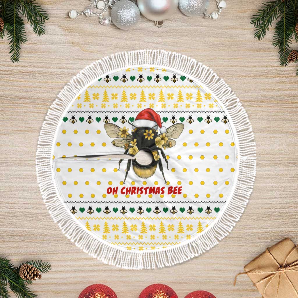 Oh Christmas Bee Bee Christmas Tree Skirt Xmas Holiday Patterns - Wonder Print Shop
