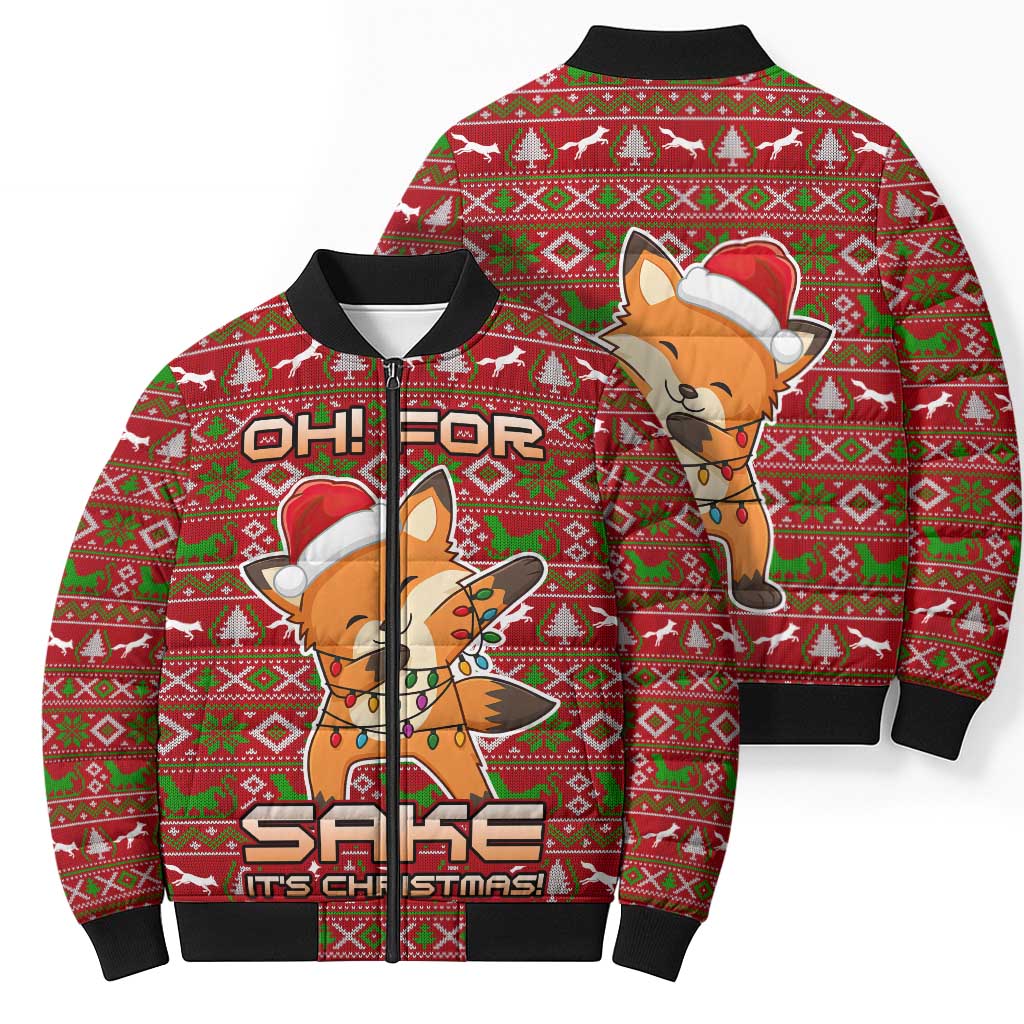 Oh For Fox Sake Christmas Bomber Puffer Jacket Xmas Holiday Patterns - Wonder Print Shop