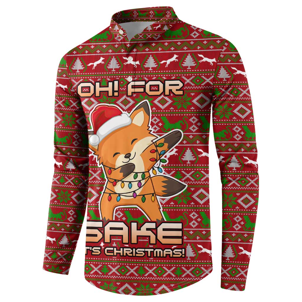 Oh For Fox Sake Christmas Button Sweatshirt Xmas Holiday Patterns - Wonder Print Shop