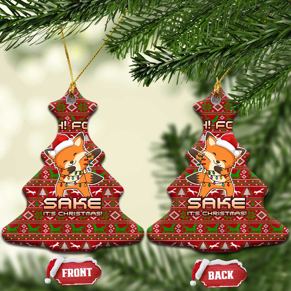 Oh For Fox Sake Christmas Ceramic Ornament Xmas Holiday Patterns - Wonder Print Shop