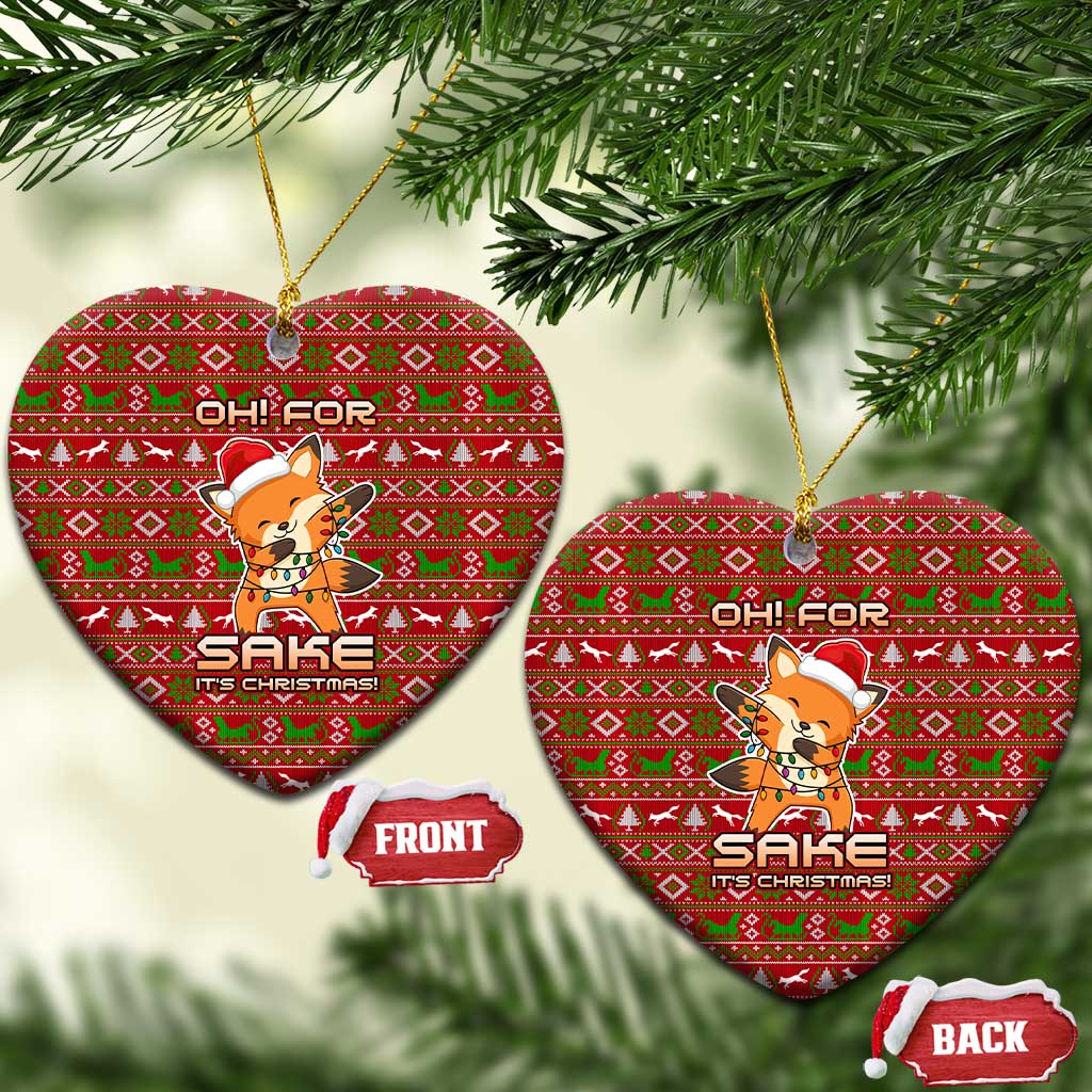 Oh For Fox Sake Christmas Ceramic Ornament Xmas Holiday Patterns - Wonder Print Shop