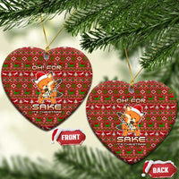 Oh For Fox Sake Christmas Ceramic Ornament Xmas Holiday Patterns - Wonder Print Shop