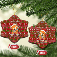 Oh For Fox Sake Christmas Ceramic Ornament Xmas Holiday Patterns - Wonder Print Shop