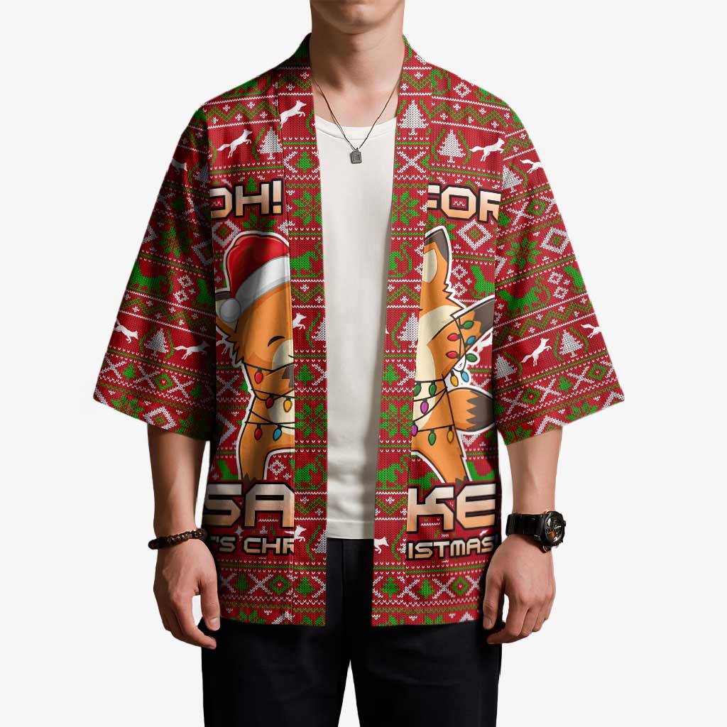 Oh For Fox Sake Christmas Kimono Xmas Holiday Patterns - Wonder Print Shop