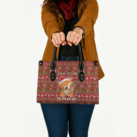 Oh For Fox Sake Christmas Leather Bag Xmas Holiday Patterns - Wonder Print Shop