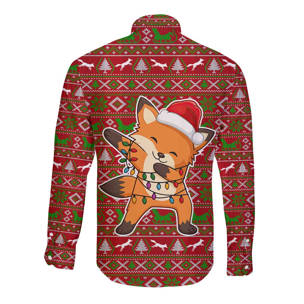 Oh For Fox Sake Christmas Long Sleeve Button Shirt Xmas Holiday Patterns - Wonder Print Shop