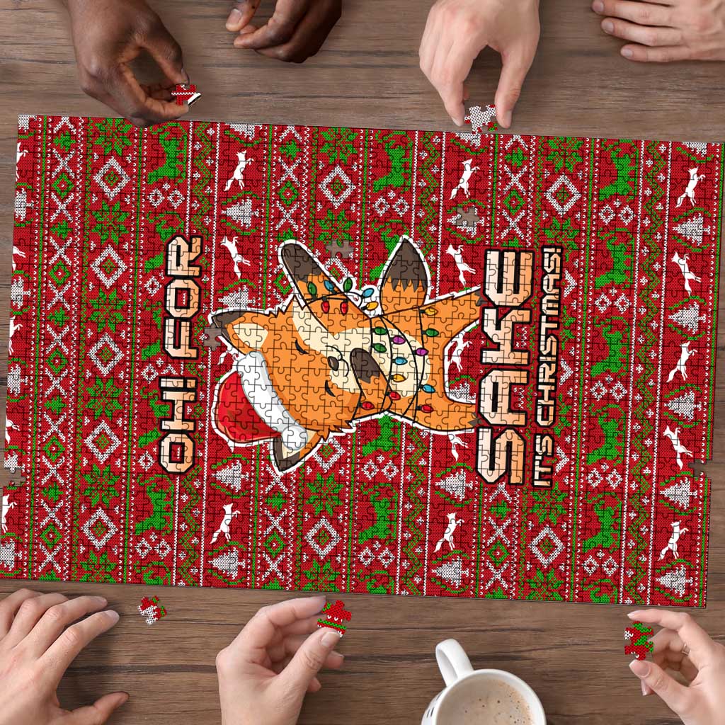 Oh For Fox Sake Christmas Puzzle Xmas Holiday Patterns - Wonder Print Shop
