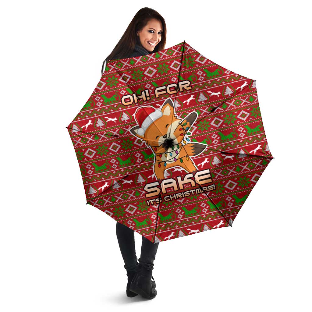 Oh For Fox Sake Christmas Umbrella Xmas Holiday Patterns - Wonder Print Shop