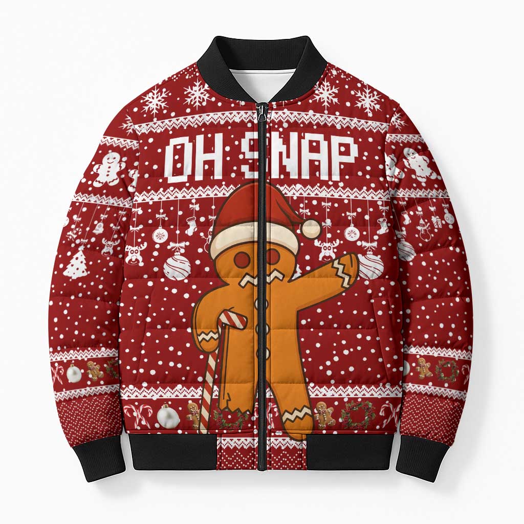 Oh Snap Christmas Bomber Puffer Jacket Xmas Holiday Patterns - Wonder Print Shop