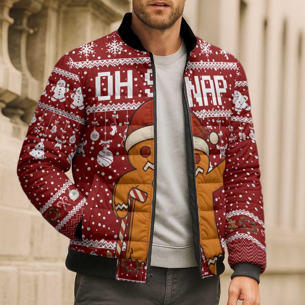 Oh Snap Christmas Bomber Puffer Jacket Xmas Holiday Patterns - Wonder Print Shop