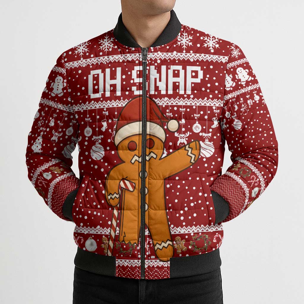 Oh Snap Christmas Bomber Puffer Jacket Xmas Holiday Patterns - Wonder Print Shop