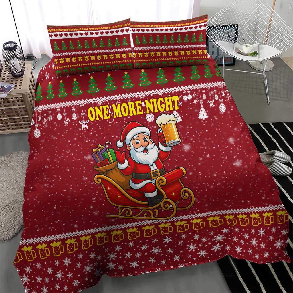 One More Night Santa Beer Christmas Bedding Set Xmas Holiday Patterns - Wonder Print Shop
