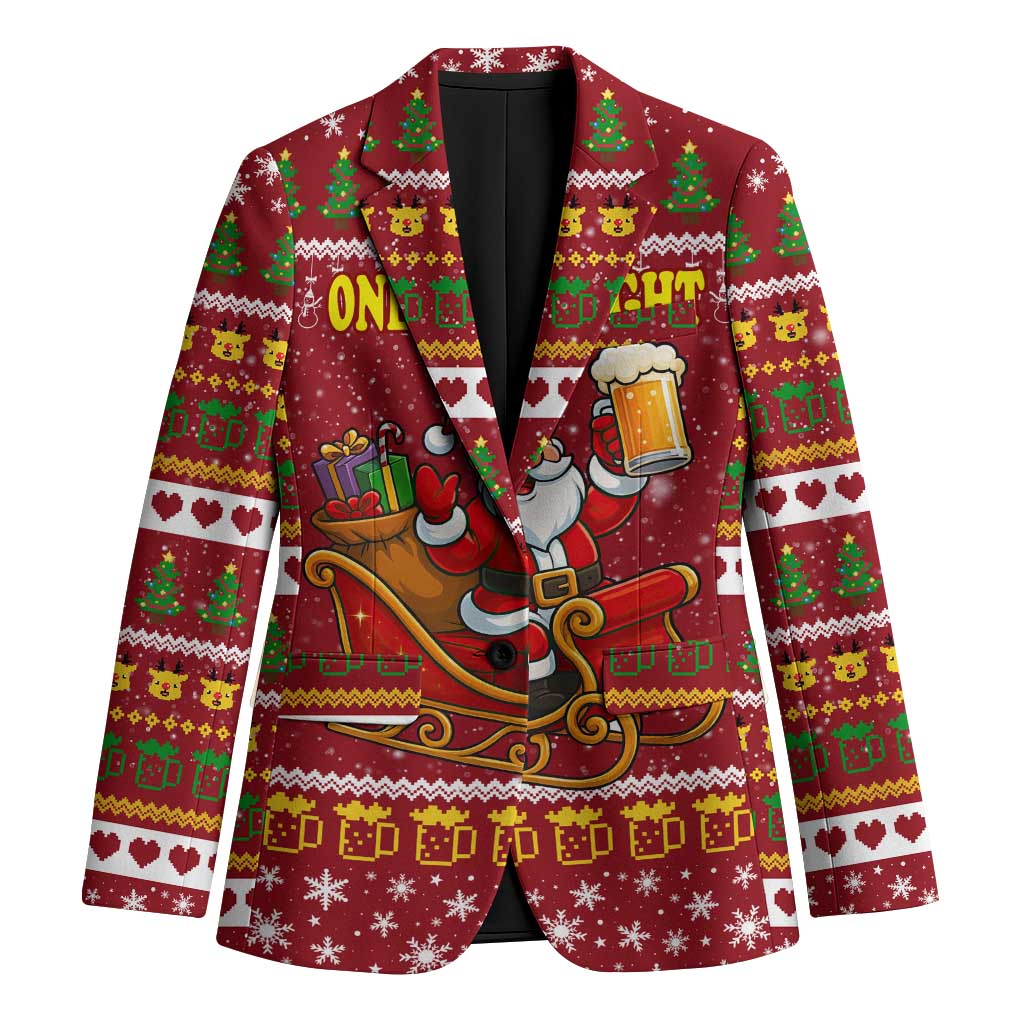 One More Night Santa Beer Christmas Blazer Xmas Holiday Patterns - Wonder Print Shop