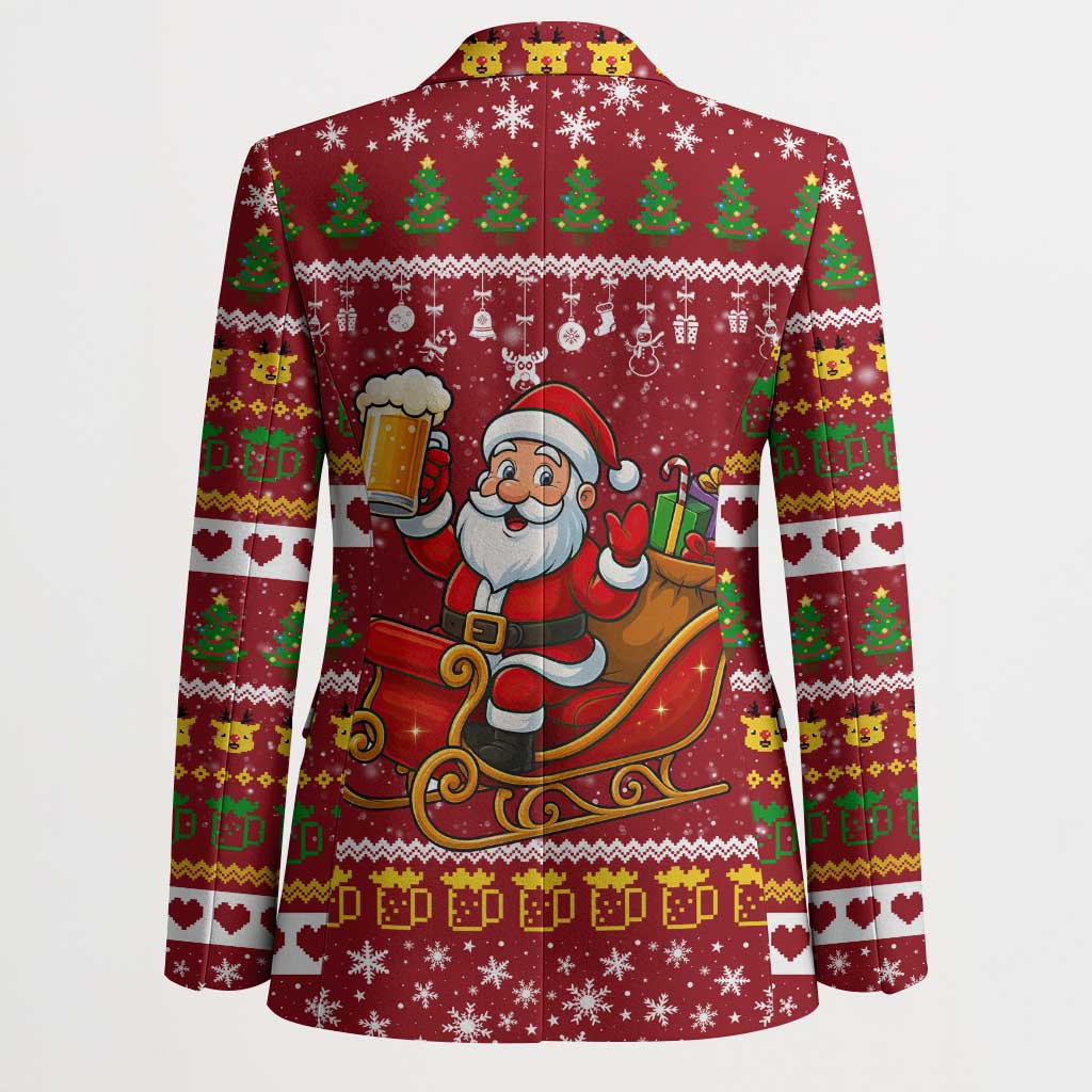 One More Night Santa Beer Christmas Blazer Xmas Holiday Patterns - Wonder Print Shop