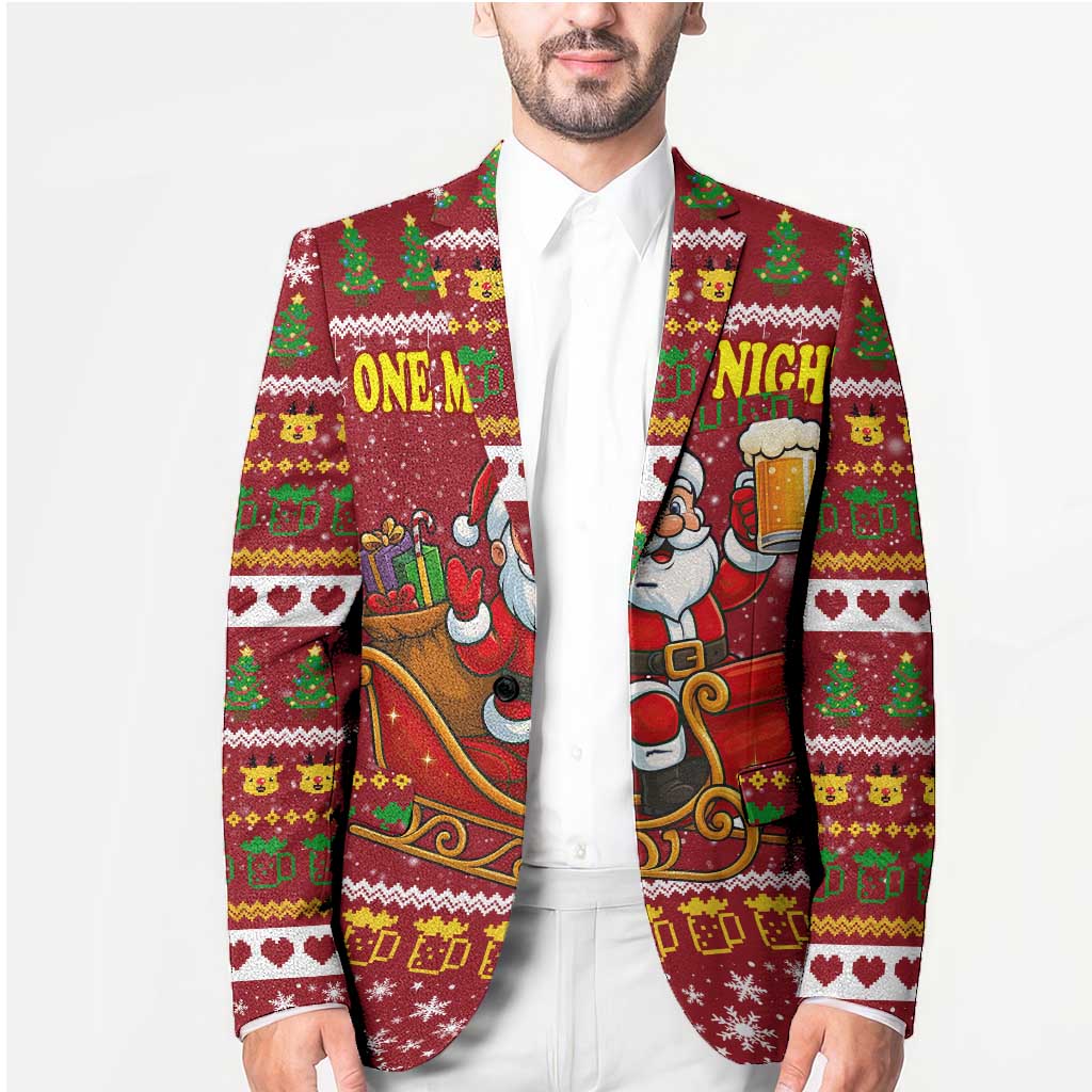 One More Night Santa Beer Christmas Blazer Xmas Holiday Patterns - Wonder Print Shop
