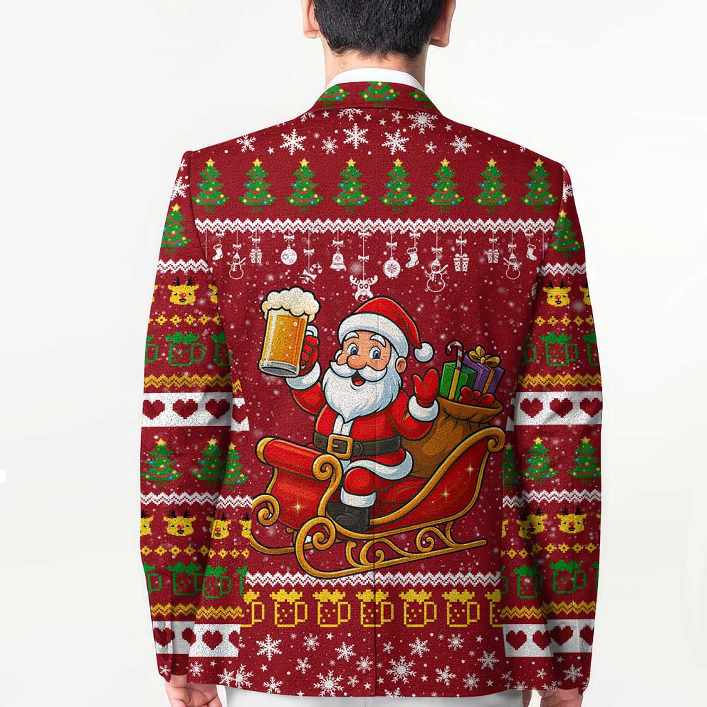 One More Night Santa Beer Christmas Blazer Xmas Holiday Patterns - Wonder Print Shop