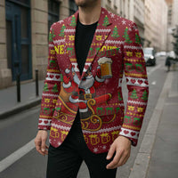 One More Night Santa Beer Christmas Blazer Xmas Holiday Patterns - Wonder Print Shop