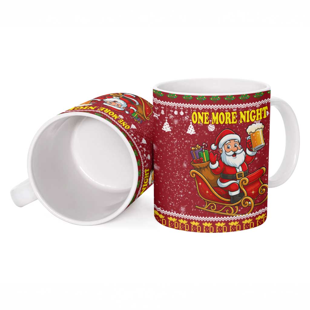 One More Night Santa Beer Christmas Ceramic Mug Xmas Holiday Patterns - Wonder Print Shop
