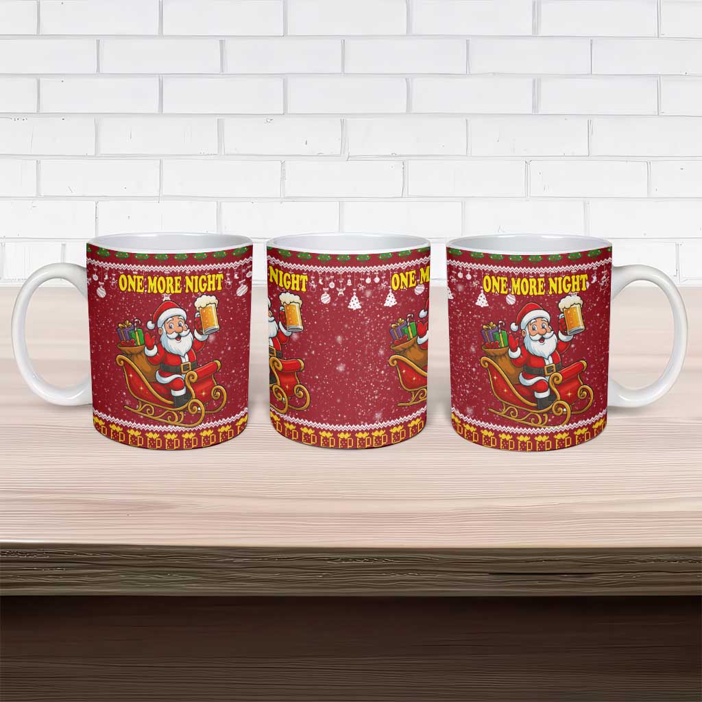 One More Night Santa Beer Christmas Ceramic Mug Xmas Holiday Patterns - Wonder Print Shop