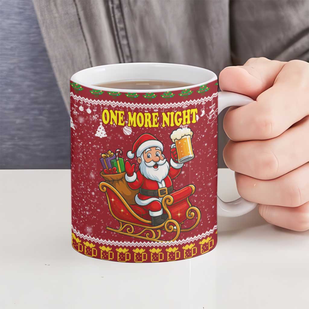 One More Night Santa Beer Christmas Ceramic Mug Xmas Holiday Patterns - Wonder Print Shop