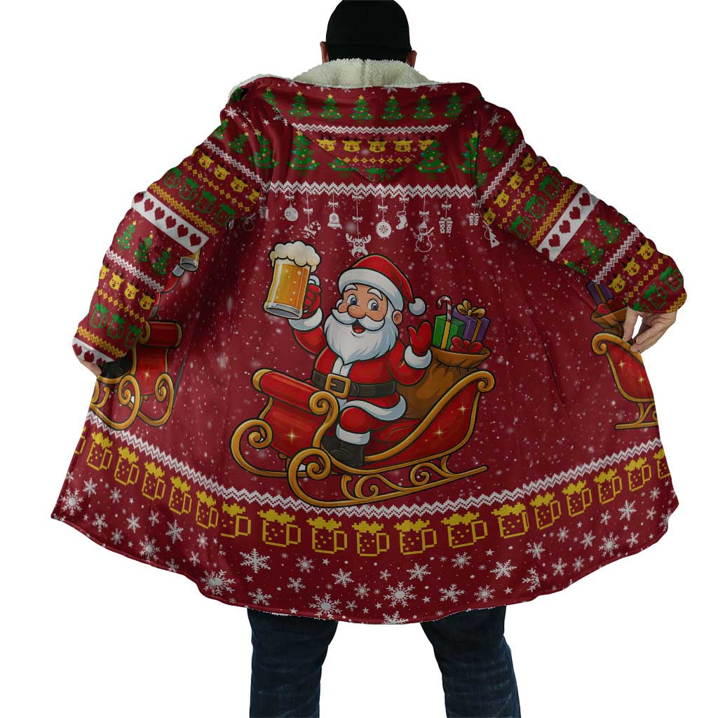 One More Night Santa Beer Christmas Cloak Xmas Holiday Patterns - Wonder Print Shop