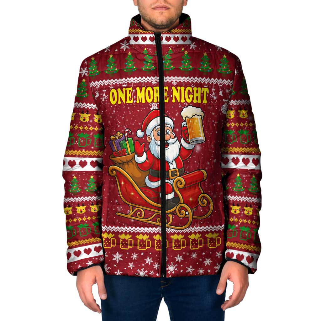 One More Night Santa Beer Christmas Padded Jacket Xmas Holiday Patterns - Wonder Print Shop