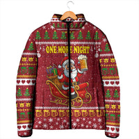 One More Night Santa Beer Christmas Padded Jacket Xmas Holiday Patterns - Wonder Print Shop