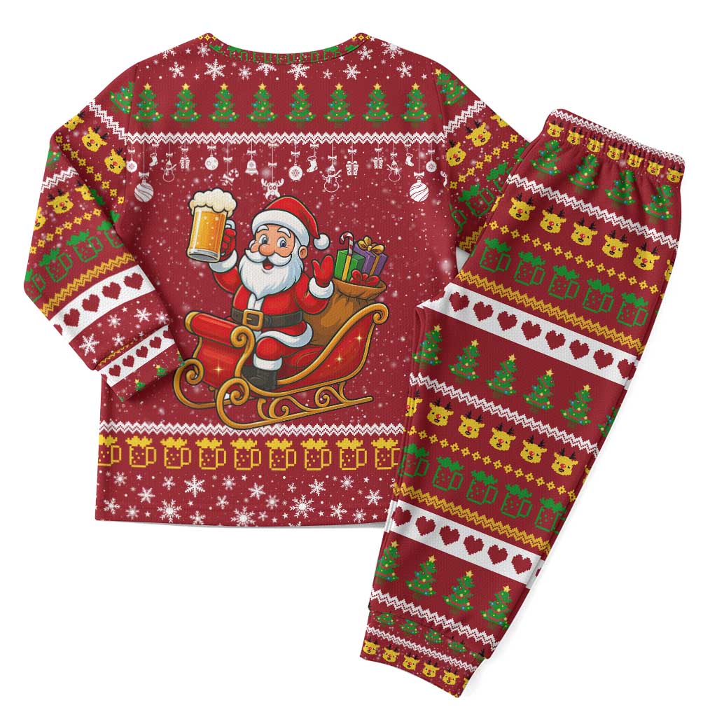 One More Night Santa Beer Christmas Pajama Set Xmas Holiday Patterns - Wonder Print Shop