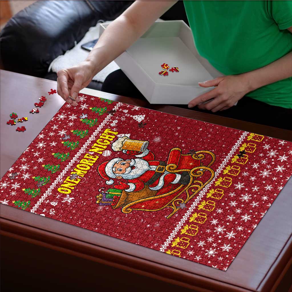 One More Night Santa Beer Christmas Puzzle Xmas Holiday Patterns - Wonder Print Shop