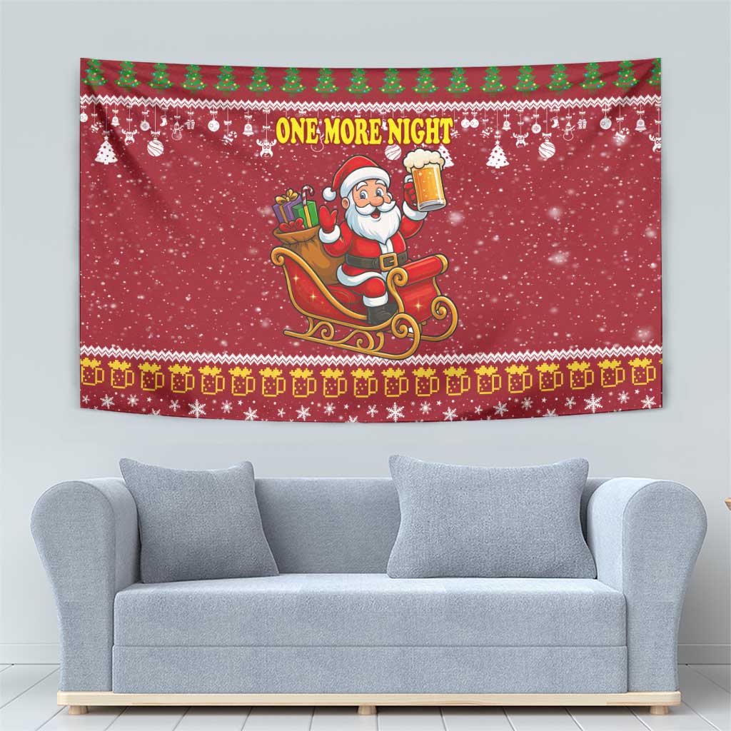 One More Night Santa Beer Christmas Tapestry Xmas Holiday Patterns - Wonder Print Shop