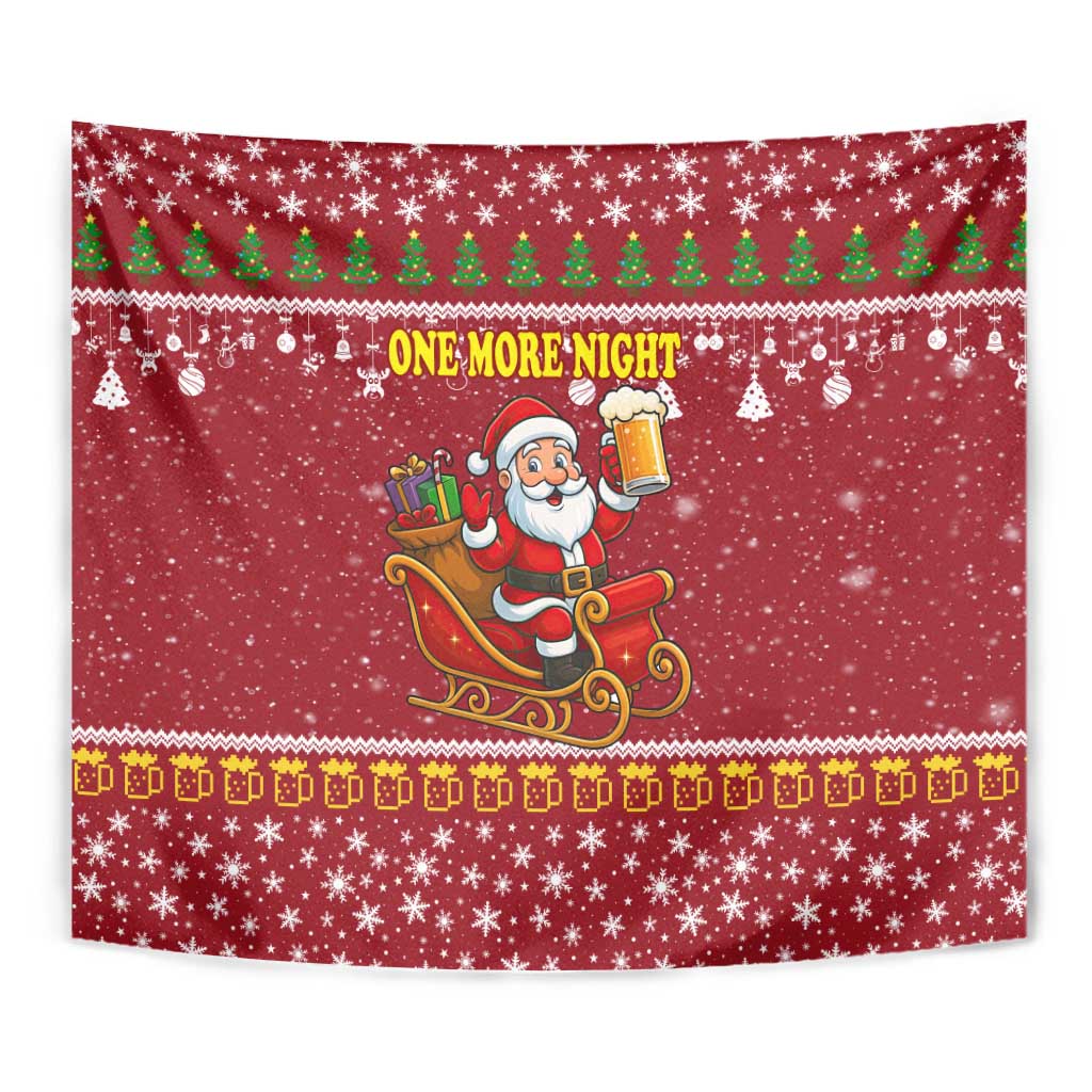 One More Night Santa Beer Christmas Tapestry Xmas Holiday Patterns - Wonder Print Shop