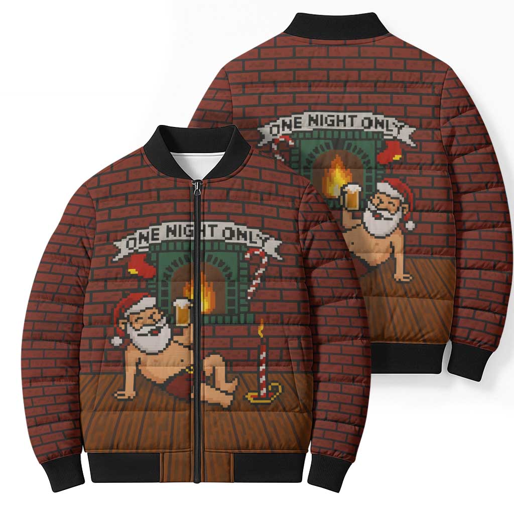 One Night Only Christmas Bomber Puffer Jacket Xmas Holiday Patterns - Wonder Print Shop