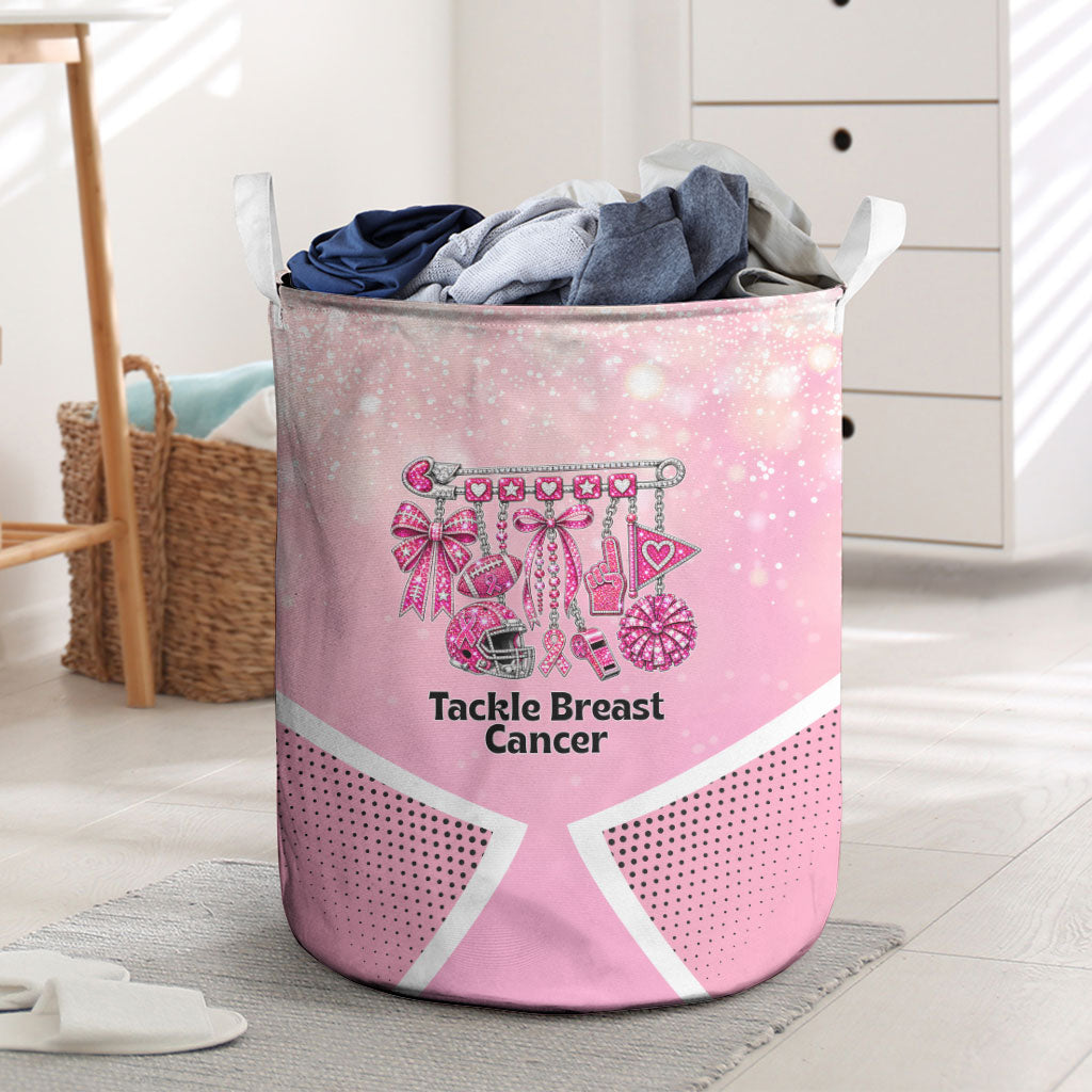 Breast Cancer Awareness Football Laundry Basket Pink Out Gridiron Tackle Cancer Ribbon Charm
