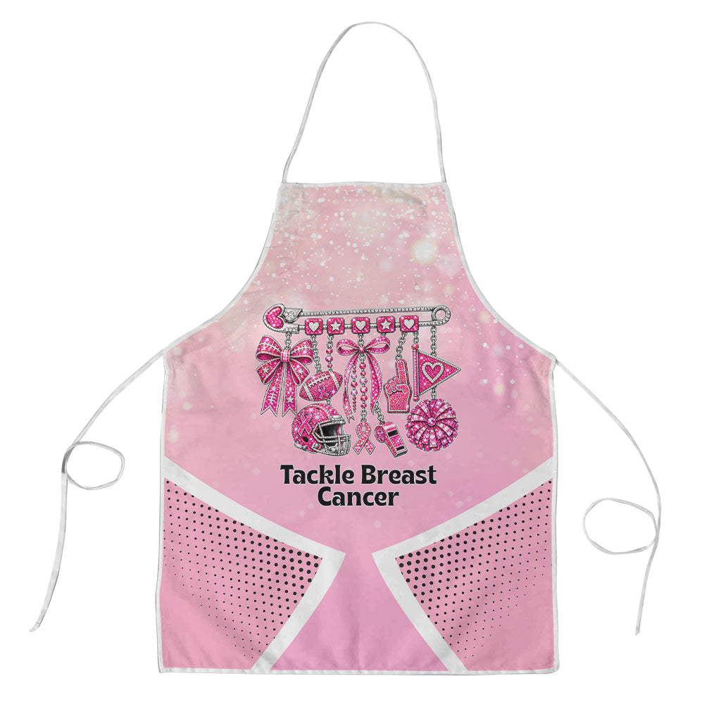 Breast Cancer Awareness Football Apron Pink Out Gridiron Tackle Cancer Ribbon Charm