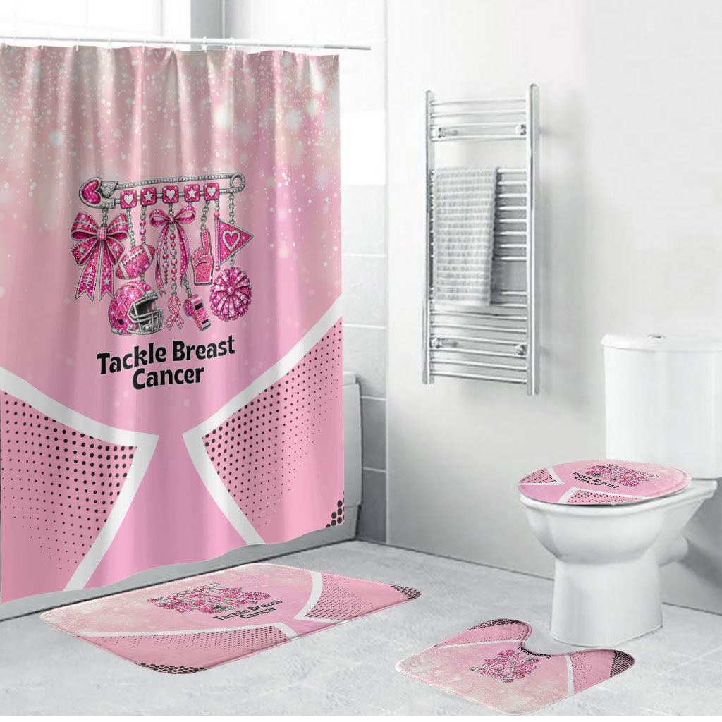 Breast Cancer Awareness Football Bathroom Set Pink Out Gridiron Tackle Cancer Ribbon Charm