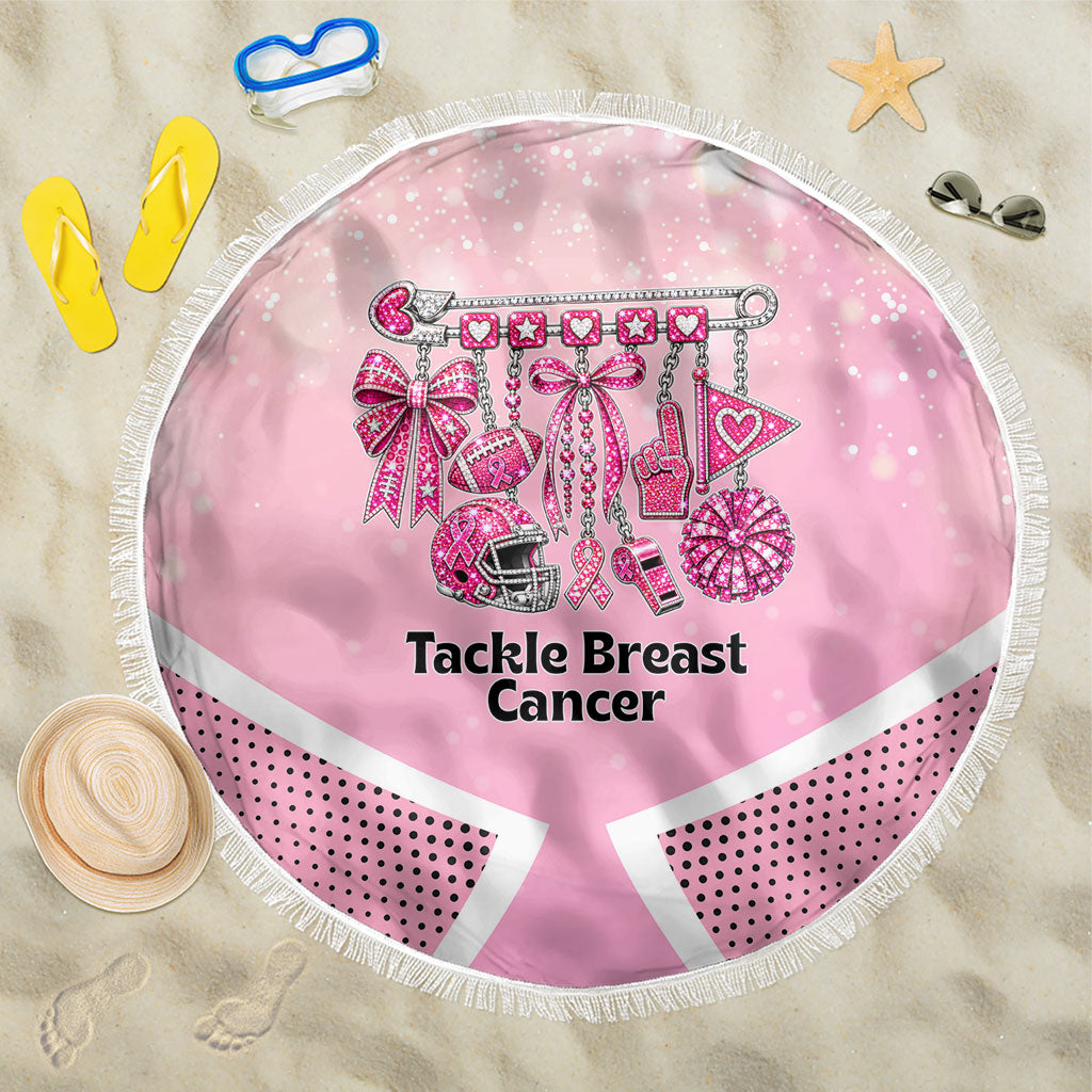 Breast Cancer Awareness Football Beach Blanket Pink Out Gridiron Tackle Cancer Ribbon Charm