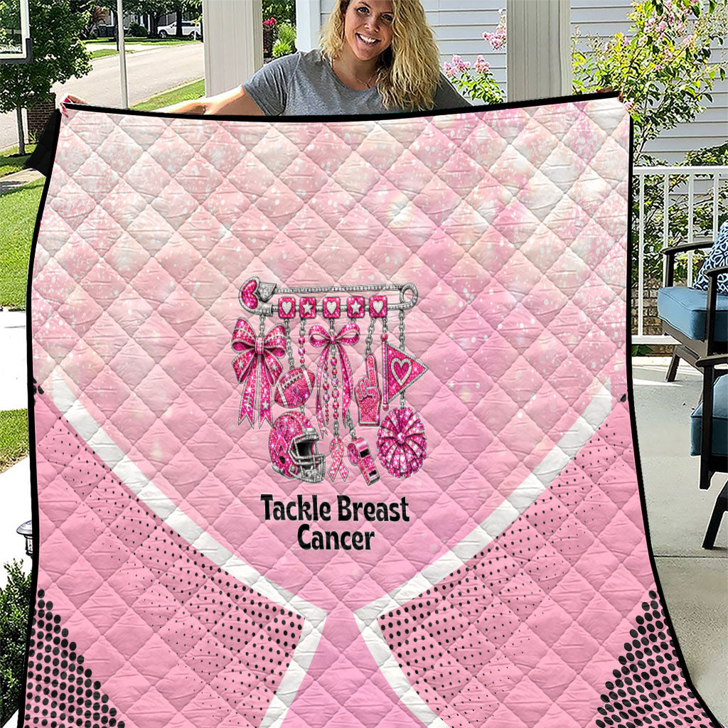 Breast Cancer Awareness Football Quilt Pink Out Gridiron Tackle Cancer Ribbon Charm